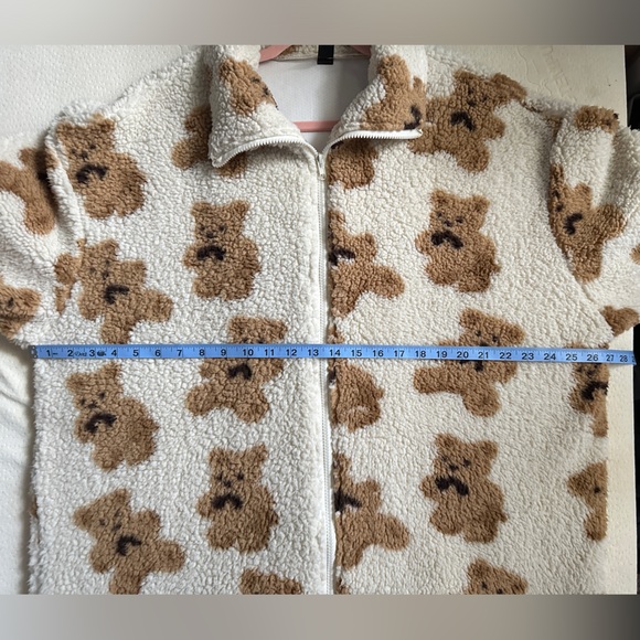 18. 🧸SHEIN Teddy Bear Drop Shoulder Plush Teddy Jacket, Brown and Cream- size 3x - Picture 8 of 11